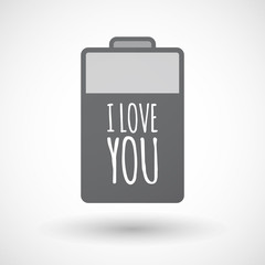 Isolated  battery icon with    the text I LOVE YOU
