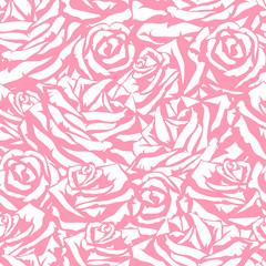 Seamless pattern with pink roses. Fashion natural background