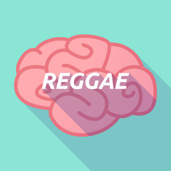 Long shadow pink brain icon with    the text REGGAE