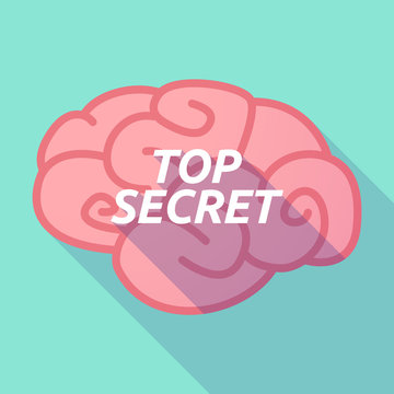Long shadow pink brain icon with    the text TOP SECRET