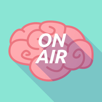 Long shadow pink brain icon with    the text ON AIR