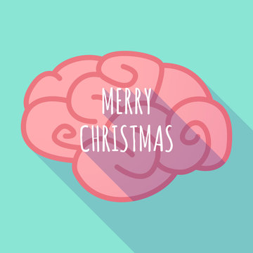 Long shadow pink brain icon with    the text MERRY CHRISTMAS