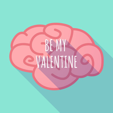 Long shadow pink brain icon with    the text BE MY VALENTINE