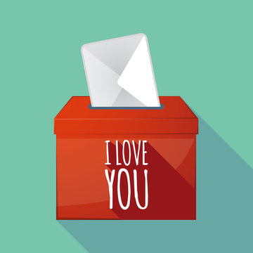 Long shadow ballot box with    the text I LOVE YOU