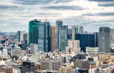 Aerial view of Tokyo skyscrapers. City skyline, business concept