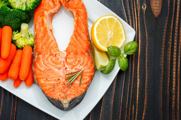 Crispy roasted salmon steak