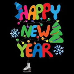 Colorful Happy New Year text