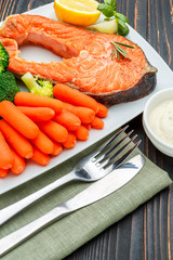 Crispy roasted salmon steak