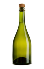 Green bottle of champagne isolated on a white background © Alexstar