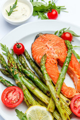 Crispy roasted salmon steak