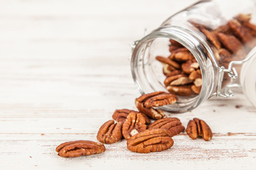 Pecan nuts closeup photo