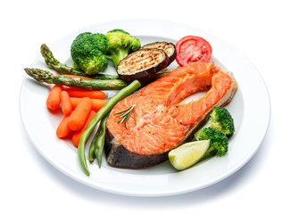 Crispy roasted salmon steak