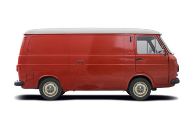 Classic van side view isolated on white