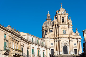 Fototapeta na wymiar The baroque cathedral in Ragusa Ibla, Sicily