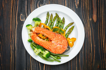Crispy roasted salmon steak