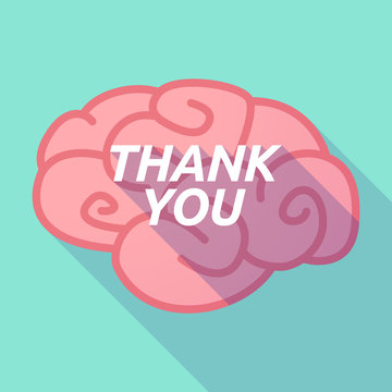 Long shadow pink brain icon with    the text THANK YOU