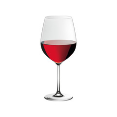 Red wine glass, realistic vector illustration, isolated on white