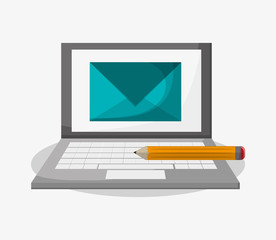 Laptop and envelope icon. Social media marketing and communication theme. Colorful design. Vector illustration