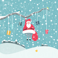 Santa Claus hanging on tree branch - 124646186