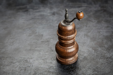 Pepper grinder on dark background