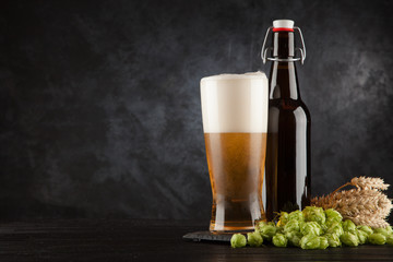 Beer glass on dark background