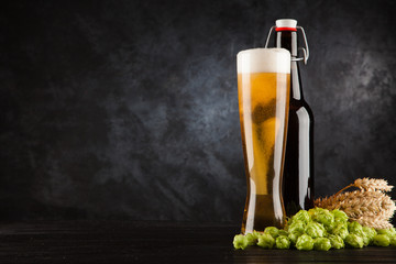 Beer glass on dark background