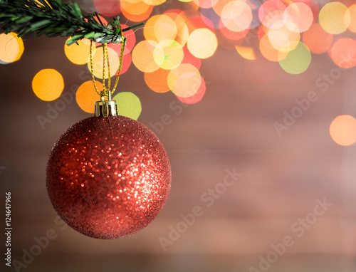 &quot;Christmas balls with Colorful Christmas lights background&quot; Stockfotos
