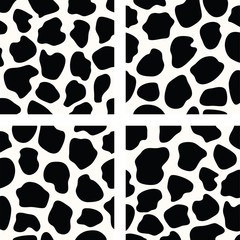 vector black and white  cow skin patterns
