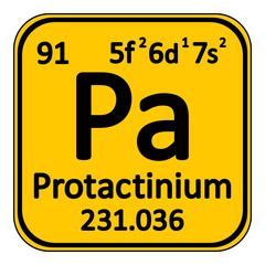 Periodic table element protactinium icon.
