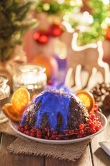 Christmas pudding flambe