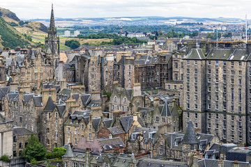 View of Edinburgh Old Town is Scotland, United Kingdom. This is the oldest part of Scotland's capital city and has preserved much of its medieval street plan and many Reformation-era buildings