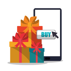 Smartphone and gift icon. Shopping online ecommerce media and market theme. Colorful design. Vector illustration