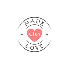 Round made with love logo with heart silhouette