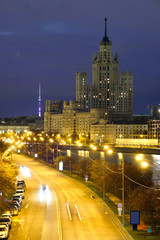 Fototapeta na wymiar Moscow, Russia - October, 15, 2016: night traffic in Moscow, Russia