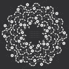 Round frame with flowers and leaves