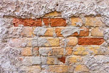 Red brick Venetian wall texture background. Venice, Italy.