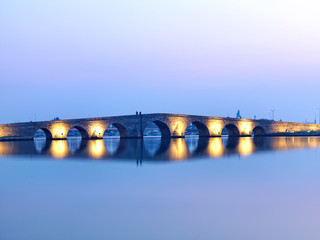 Fototapeta na wymiar Bridge made by Ottoman Architecture Sinan at Buyukcekmece, Istanbul.