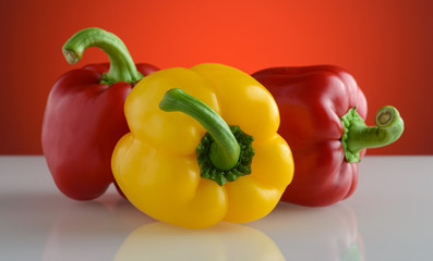 bell peppers on a white glass