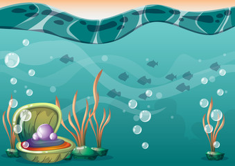 cartoon vector underwater background with separated layers for game art and animation game design asset in 2d graphic