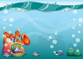 cartoon vector underwater background with separated layers for game art and animation game design asset in 2d graphic