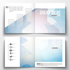 Set of annual report business templates for brochure, magazine, flyer or booklet. Abstract colorful polygonal background, modern stylish triangle vector texture