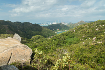 Obraz premium View of the lush and hilly Lamma Island in Hong Kong, China.