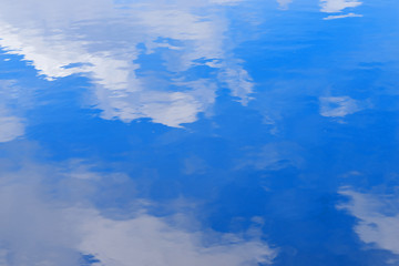 Water reflection of the blue sky. Natural background