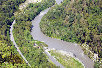 View of the valley of the Mzymta river