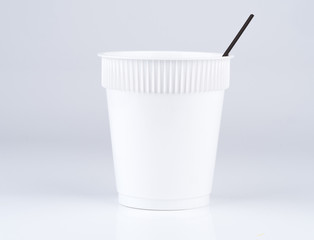 plastic coffee cup for hot beverage on white