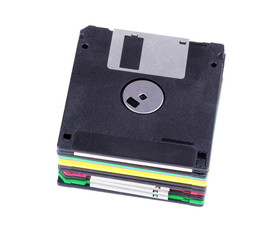 floppy data storage diskette on white