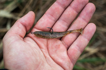 Fishing lure in the hend.