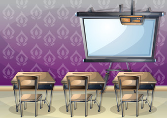 cartoon vector illustration interior classroom with separated layers in 2d graphic
