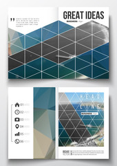 Set of business templates for brochure, magazine, flyer, booklet or annual report. Colorful polygonal backdrop, blurred background, sea landscape, modern triangle vector texture