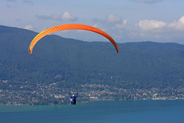 Paraglider above Lake Annecy